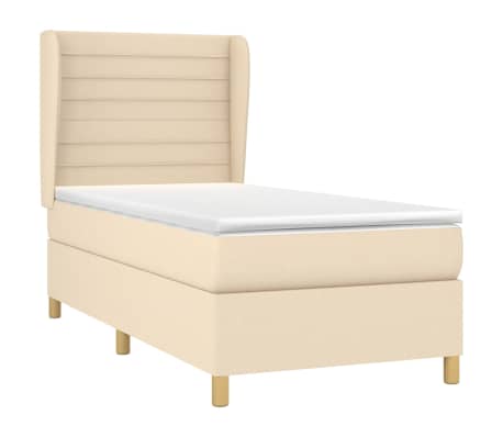 vidaXL Pat box spring cu saltea, crem, 80x200 cm, textil