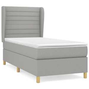 Box spring postel s matrací světle šedá 90x190 cm textil - obrázek 2