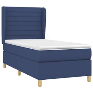 Box spring postel s matrací modrá 90x190 cm textil - obrázek 3