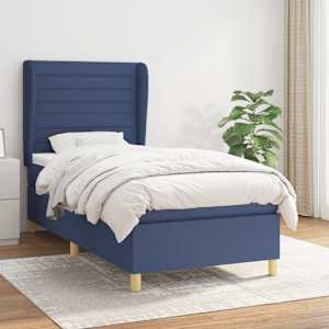 Box spring postel s matrací modrá 90x190 cm textil - obrázek 1