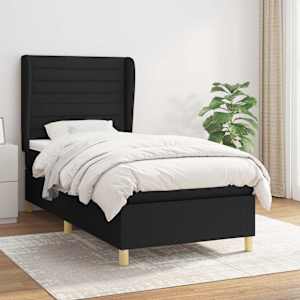 Box spring postel s matrací černá 90x200 cm textil - obrázek 1