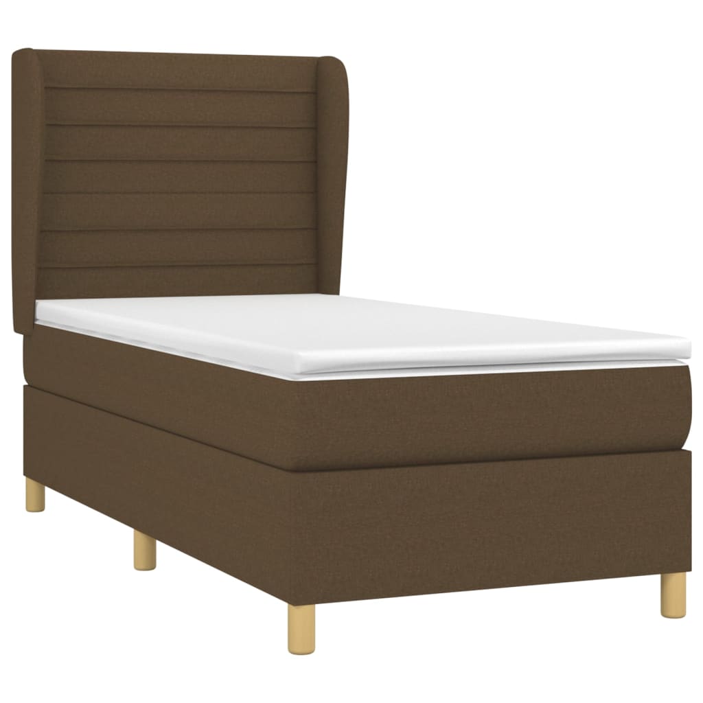 Thumbnail - vidaXL Boxspringbett mit Matratze Dunkelbraun 90x200 cm Stoff