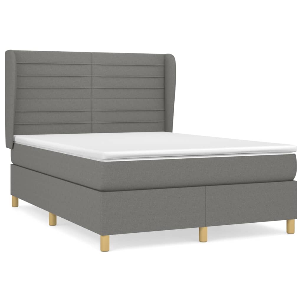vidaXL Box spring postel s matrací tmavě šedý 140 x 190 cm textil