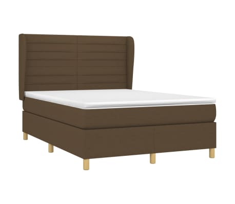 vidaXL Cama com molas/colchão 140x190 cm tecido castanho-escuro