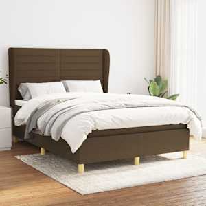 Box spring postel s matrací tmavě hnědá 140x190 cm textil - obrázek 1