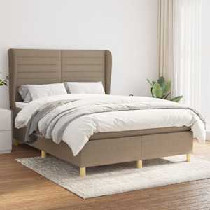 Box spring postel s matrací taupe 140x190 cm textil - obrázek 1