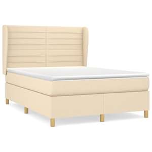 Box spring postel s matrací krémová 140x190 cm textil - obrázek 2