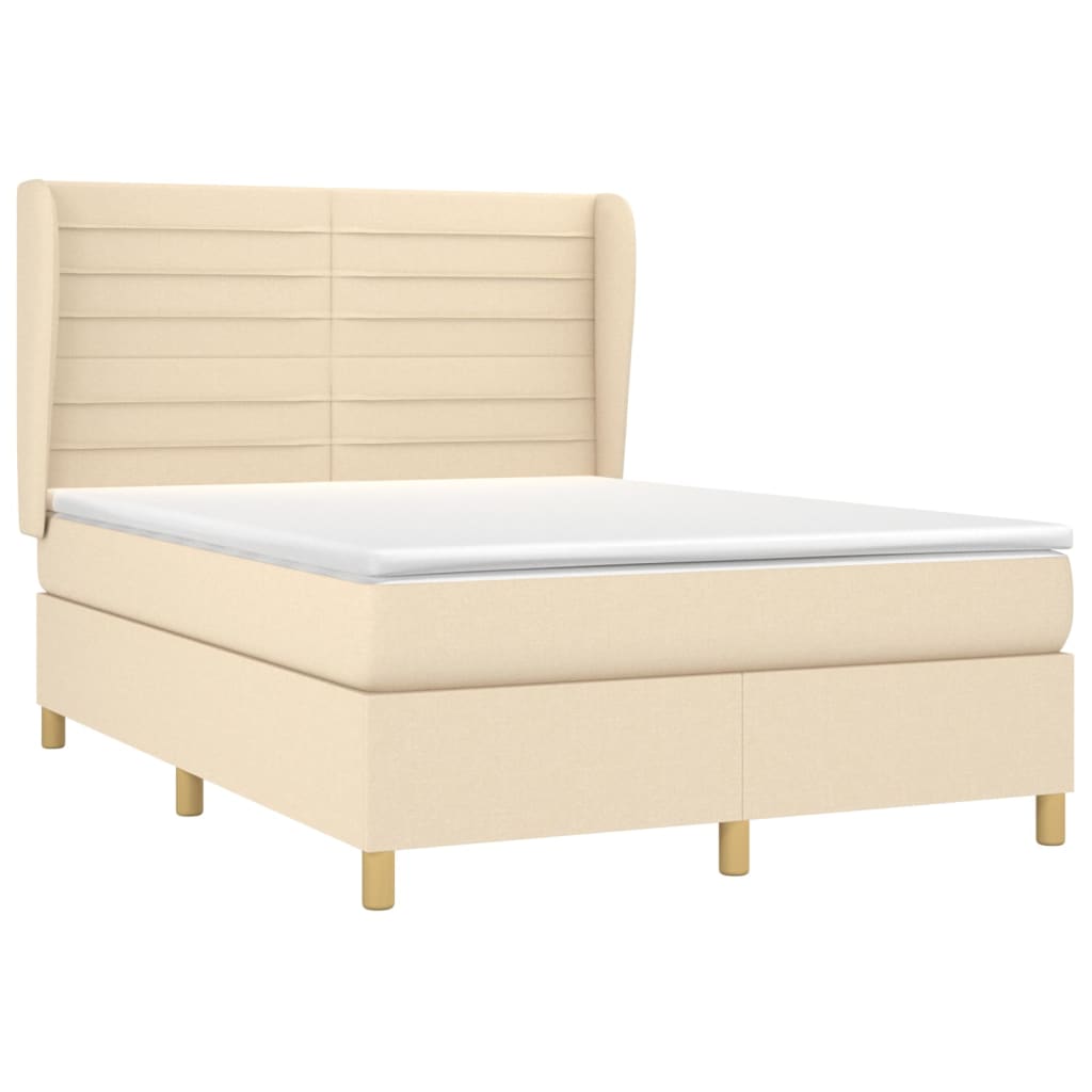 Thumbnail - vidaXL Boxspringbett mit Matratze Creme 140x190 cm Stoff