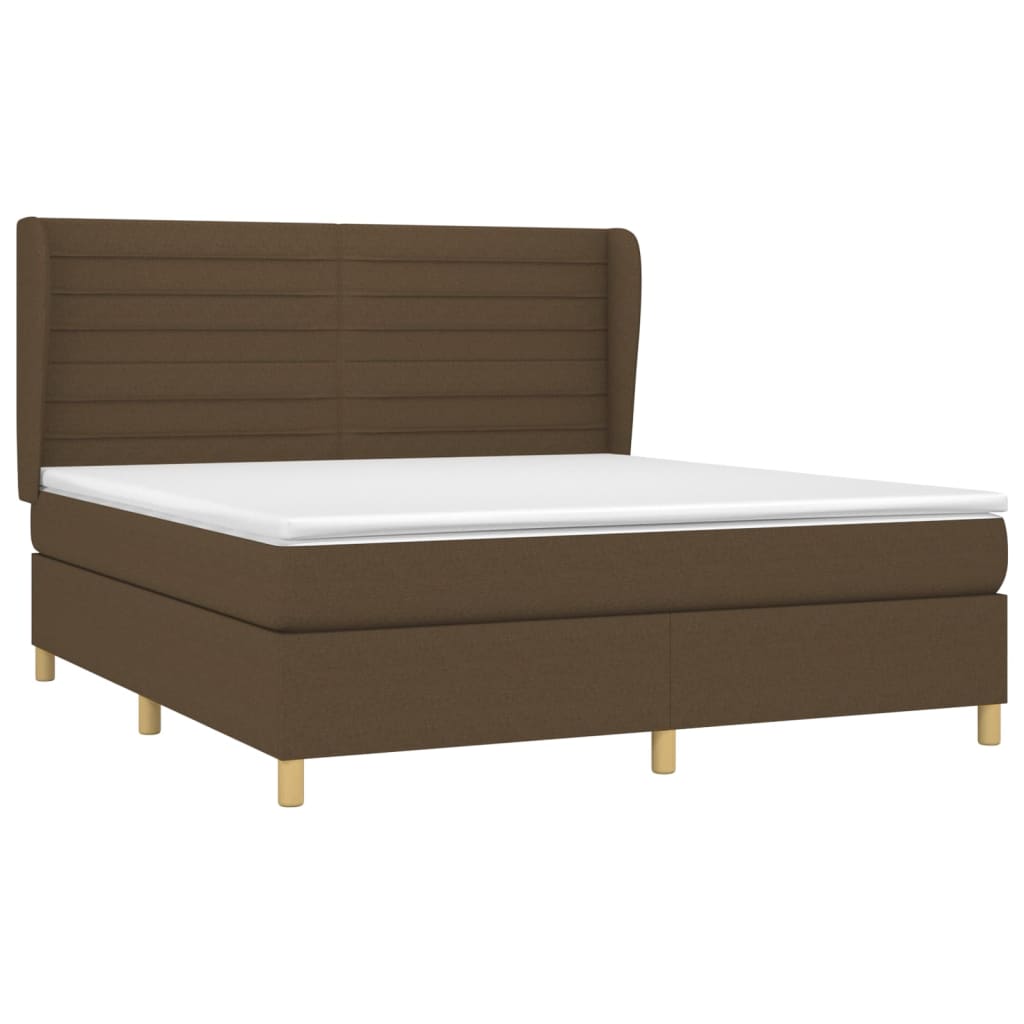 vidaXL Boxspring met matras stof donkerbruin 160x200 cm afbeelding