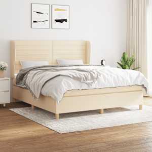 Box spring postel s matrací krémová 160x200 cm textil - obrázek 1
