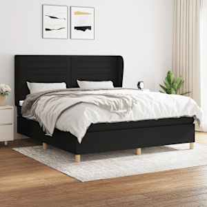 Box spring postel s matrací černá 180x200 cm textil - obrázek 1