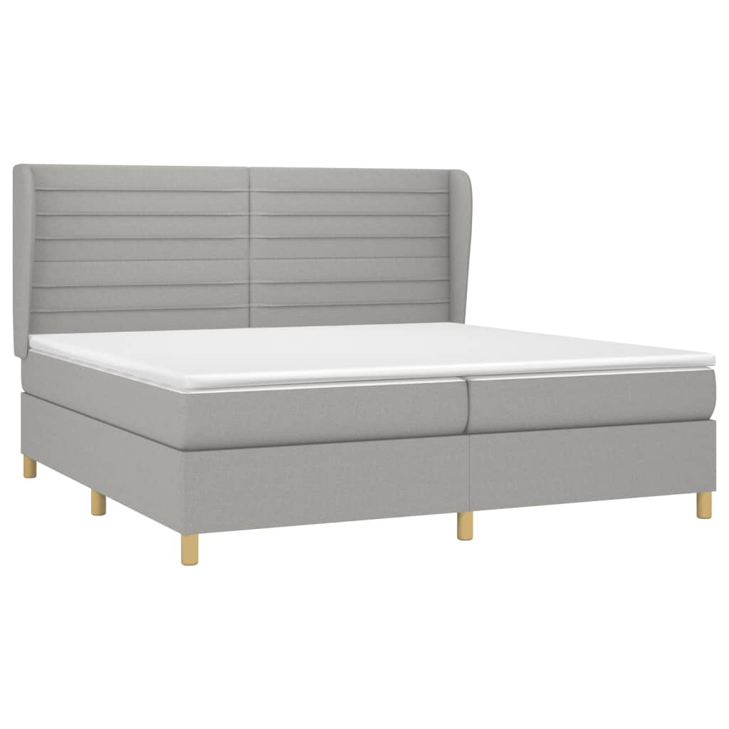 vidaXL Boxspring met matras stof lichtgrijs 200x200 cm afbeelding