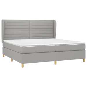 Box spring postel s matrací světle šedá 200 x 200 cm textil - obrázek 3