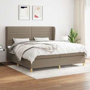 Box spring postel s matrací taupe 200x200 cm textil - obrázek 1