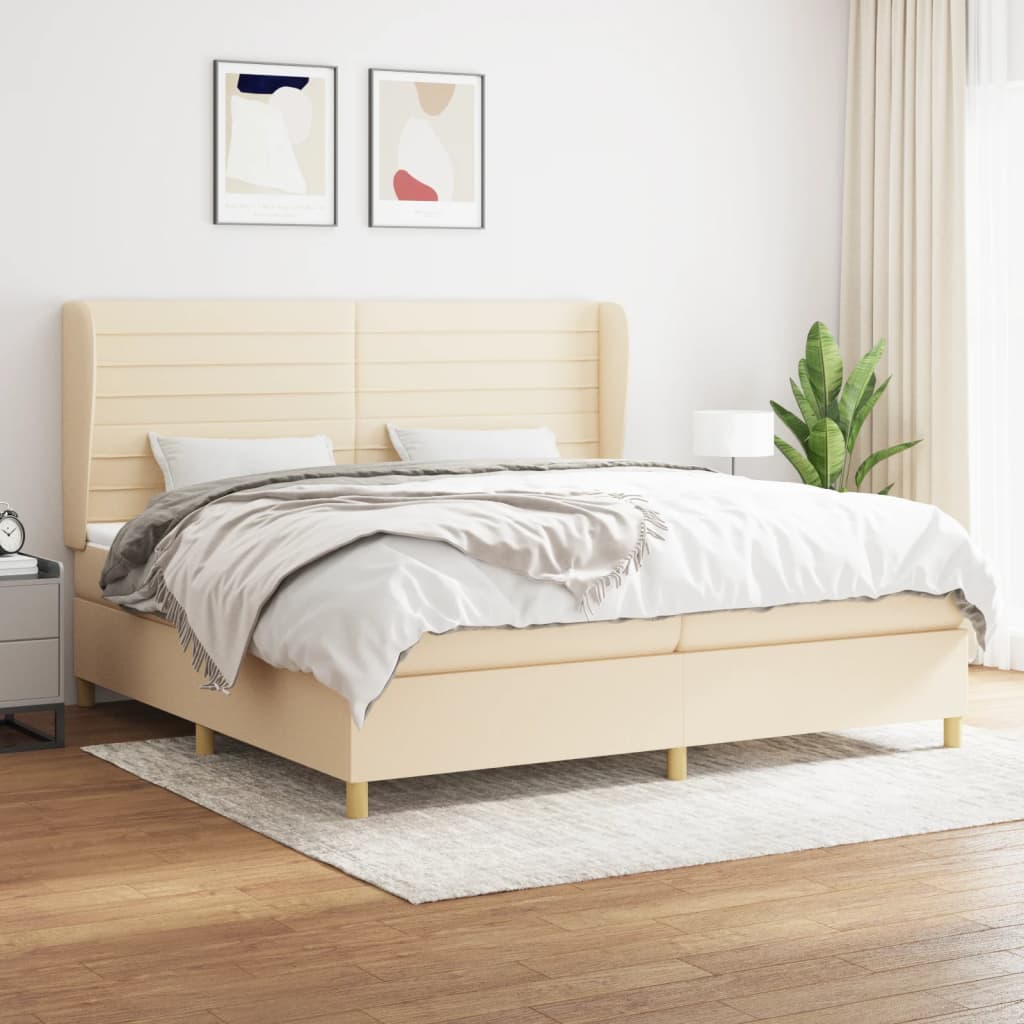 Boxspringbett mit Matratze Creme 200×200 cm Stoff