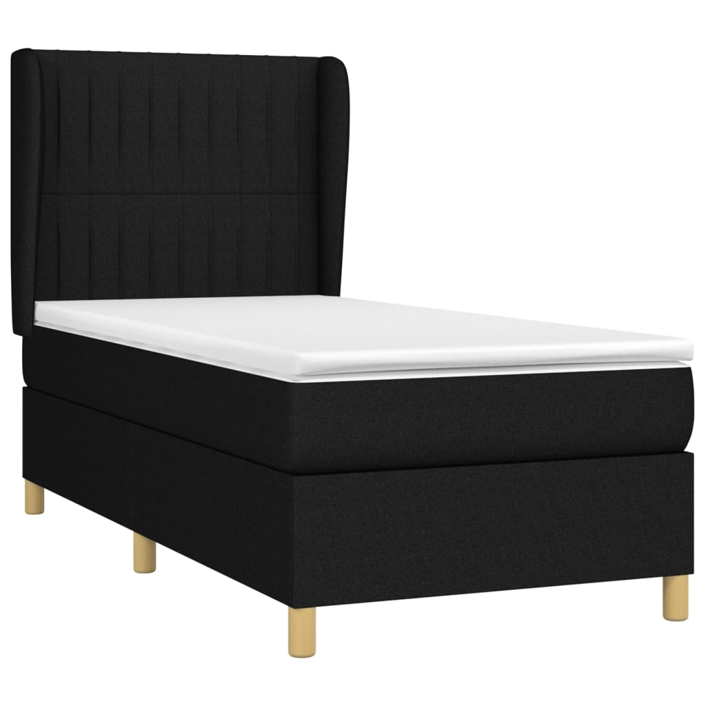 vidaXL Boxspring met matras stof zwart 80x200 cm afbeelding