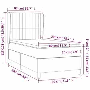 Box spring postel s matrací černá 80 x 200 cm textil - obrázek 7