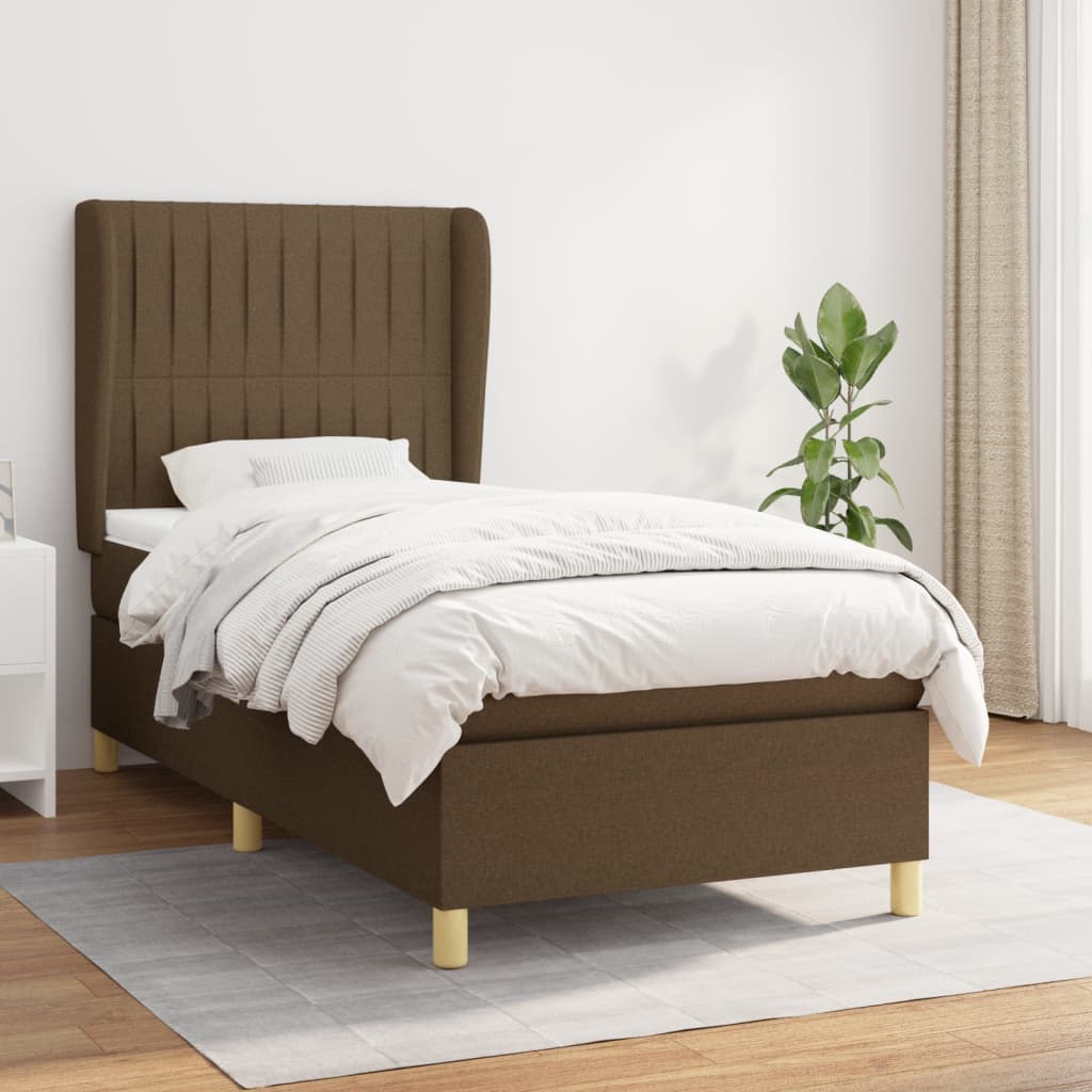 Box spring postel s matrací tmavě hnědá 80x200 cm textil