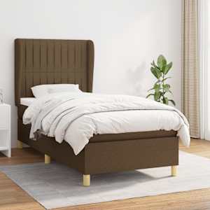 Box spring postel s matrací tmavě hnědá 80x200 cm textil - obrázek 1