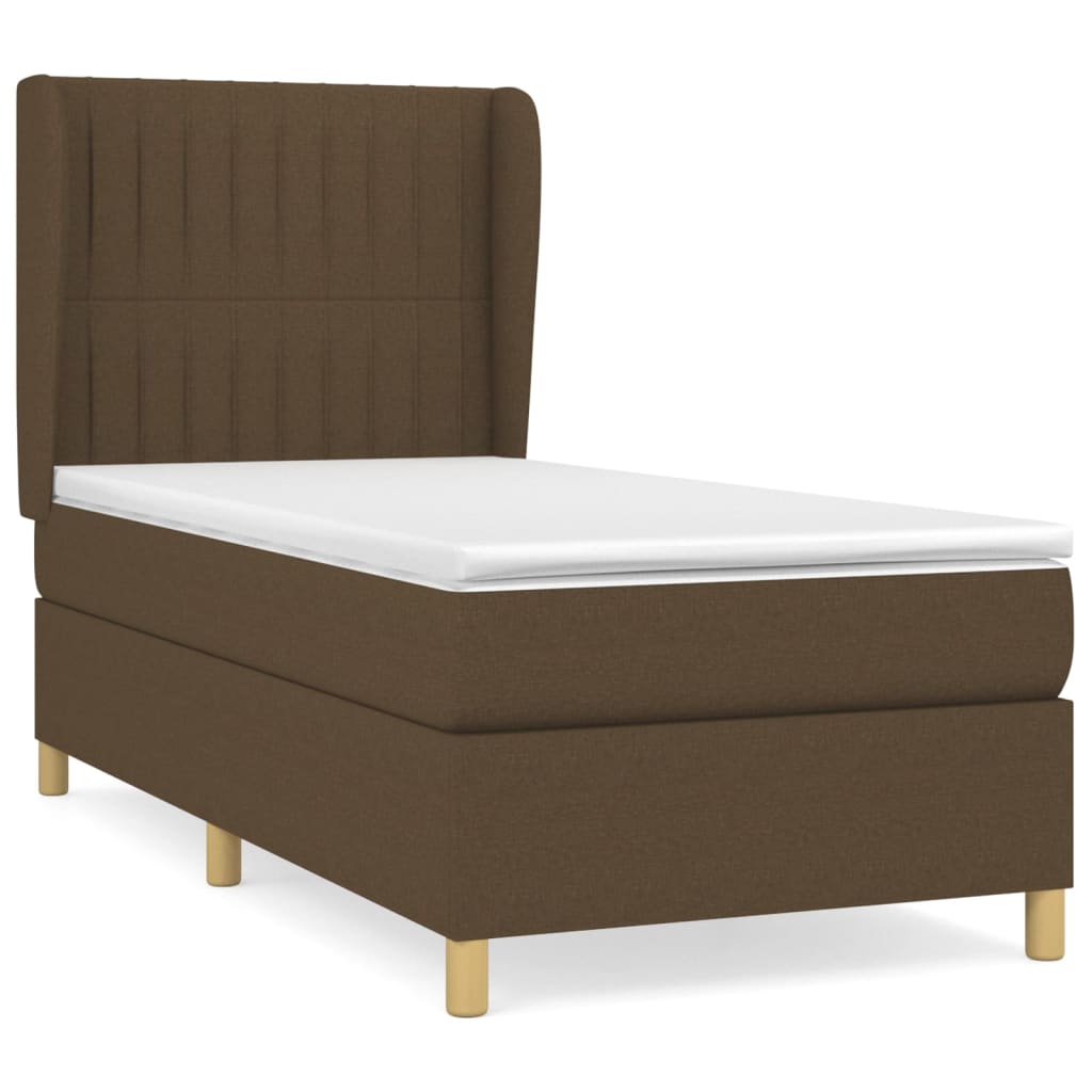 vidaXL Box spring postel s matrací tmavě hnědá 90x190 cm textil
