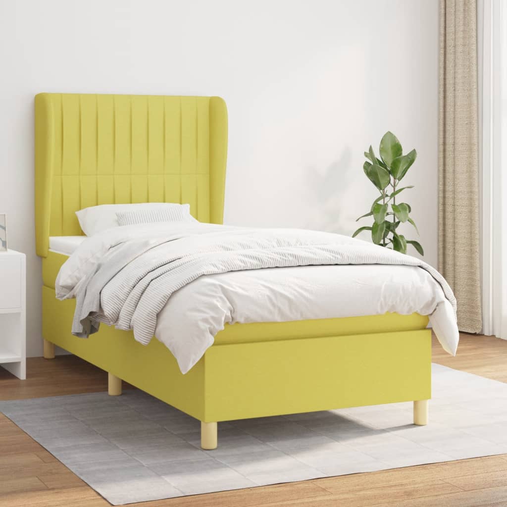 Box spring postel s matrací zelená 90x190 cm textil