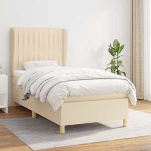 Box spring postel s matrací krémová 100 x 200 cm textil - obrázek 1