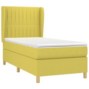vidaXL Κρεβάτι Boxspring με Στρώμα Πράσινο 100 x 200 εκ. Υφασμάτινο