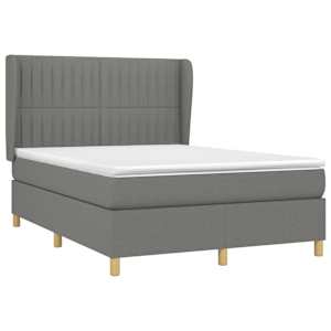 Box spring postel s matrací tmavě šedá 140x200 cm textil - obrázek 3