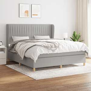 Box spring postel s matrací světle šedá 160 x 200 cm textil - obrázek 1