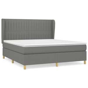 Box spring postel s matrací tmavě šedá 160x200 cm textil - obrázek 2