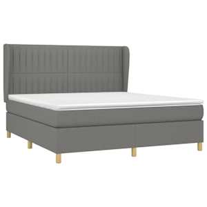 Box spring postel s matrací tmavě šedá 160x200 cm textil - obrázek 3