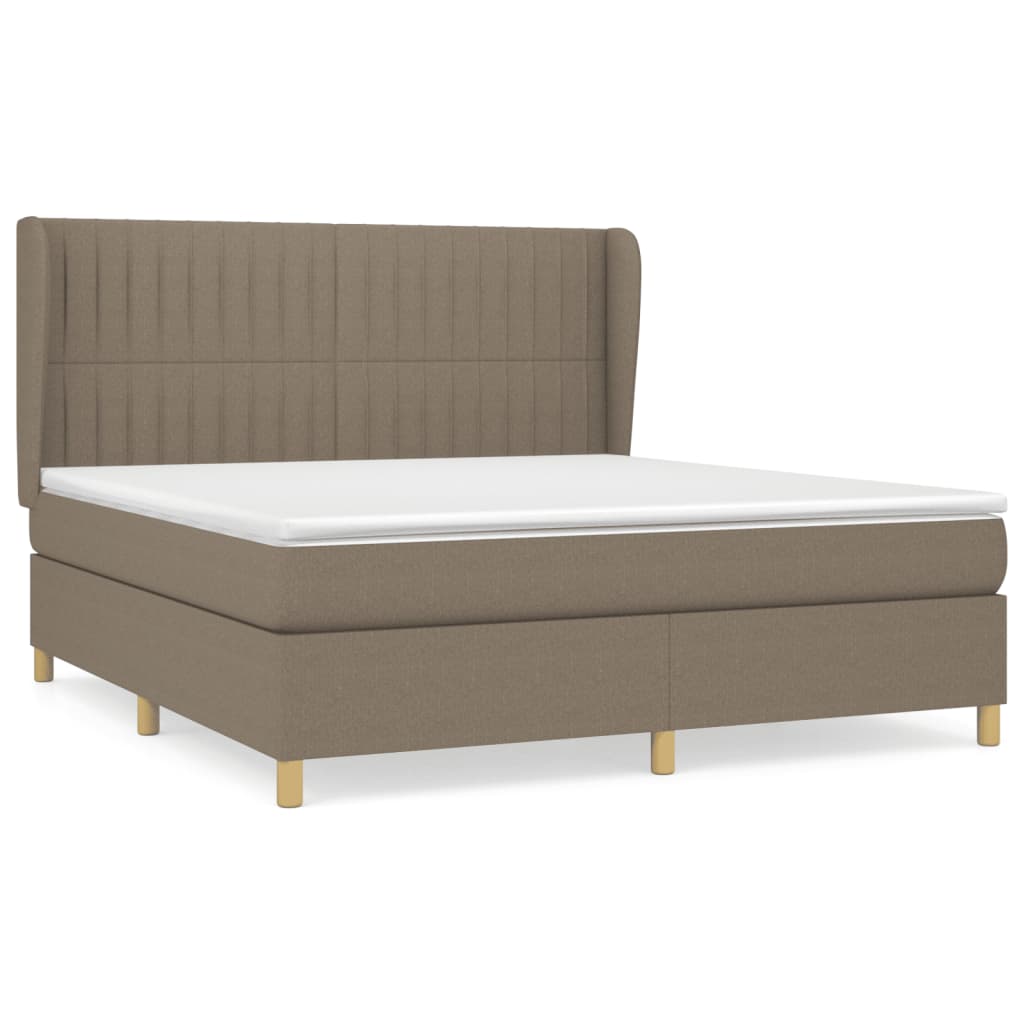 vidaXL Box spring postelja z vzmetnico taupe 160x200 cm blago