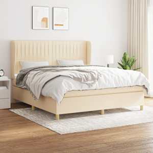 Box spring postel s matrací krémová 160x200 cm textil - obrázek 1