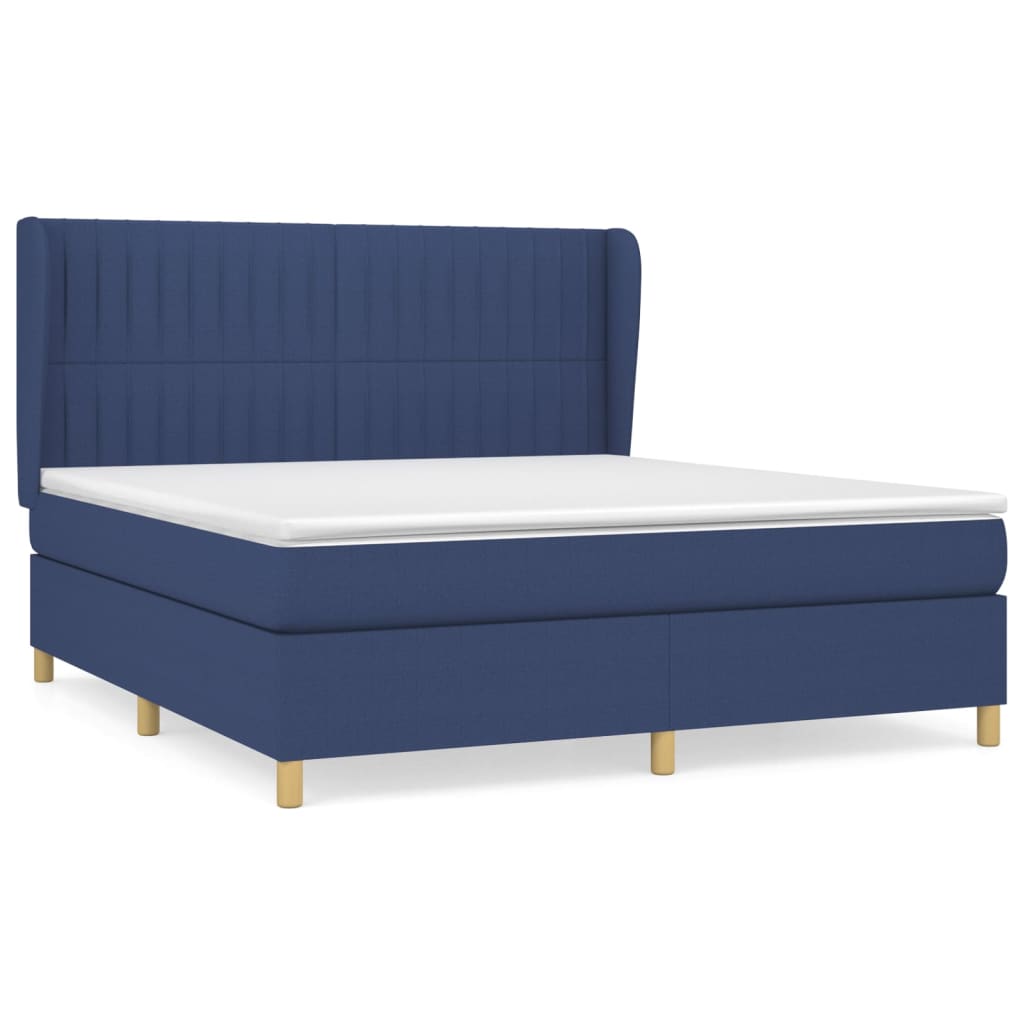 vidaXL Posteľný rám boxspring s matracom modrý 160x200 cm látka