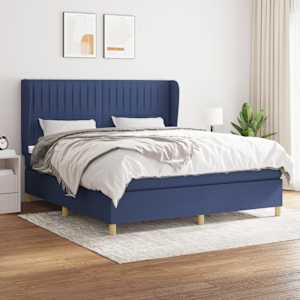 Box spring postel s matrací modrá 160x200 cm textil - obrázek 1