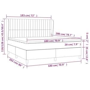 Box spring postel s matrací tmavě šedá 180x200 cm textil - obrázek 7