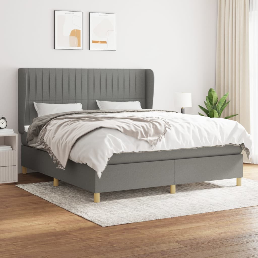 Boxspringbett mit Matratze Dunkelgrau 180×200 cm Stoff