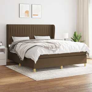 Box spring postelja z vzmetnico temno rjava 180x200 cm blago