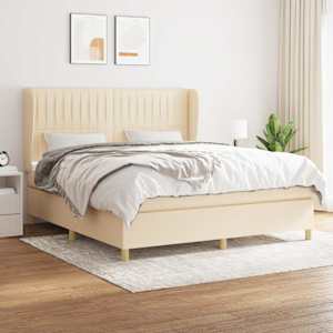 Box spring postel s matrací krémová 180x200 cm textil - obrázek 1