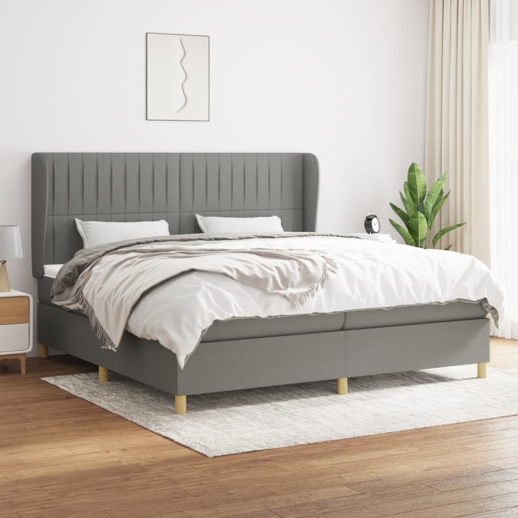 vidaXL Boxspringbett mit Matratze Dunkelgrau 200x200 cm Stoff