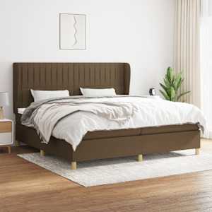 Box spring postel s matrací tmavě hnědá 200x200 cm textil - obrázek 1