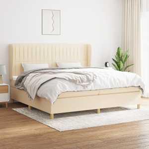 Box spring postel s matrací krémová 200x200 cm textil - obrázek 1