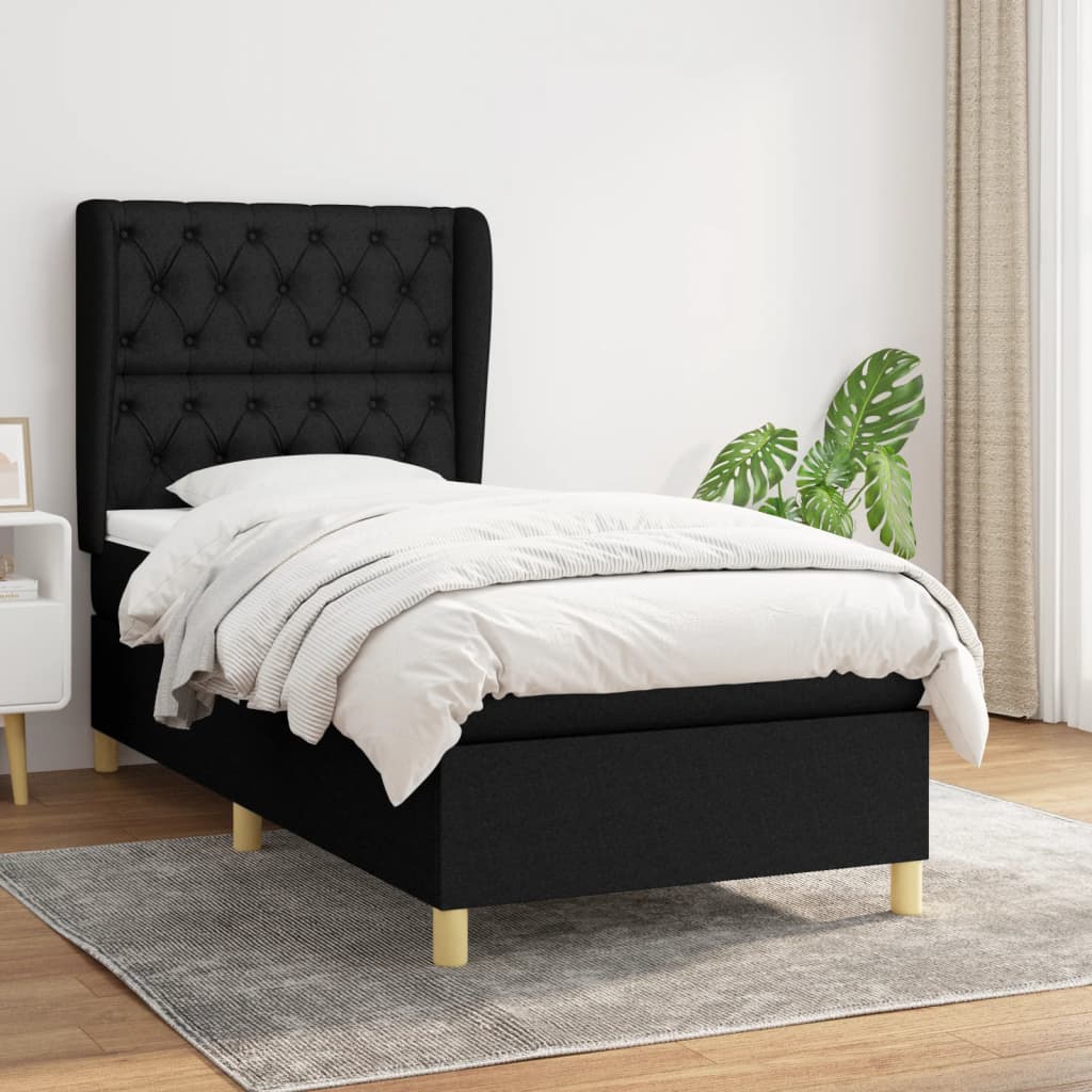 Boxspringbett mit Matratze Schwarz 80×200 cm Stoff