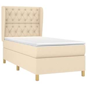 vidaXL Cama com molas/colch&atilde;o 80x200 cm tecido cor cr&egrave;me