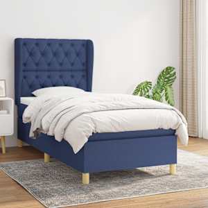 Box spring postel s matrací modrá 80x200 cm textil - obrázek 1