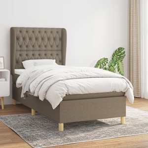 Box spring postel s matrací taupe 90x190 cm textil - obrázek 1