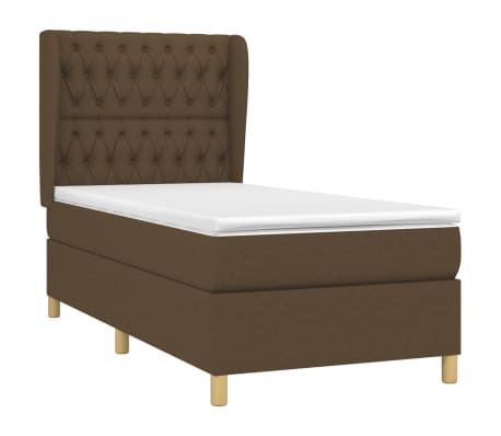vidaXL Κρεβάτι Boxspring με Στρώμα Σκούρο Καφέ 90x200 εκ. Υφασμάτινο
