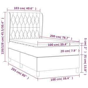 Box spring postel s matrací krémová 100 x 200 cm textil - obrázek 7