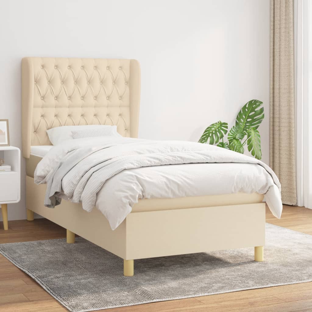 Boxspringbett mit Matratze Creme 100×200 cm Stoff