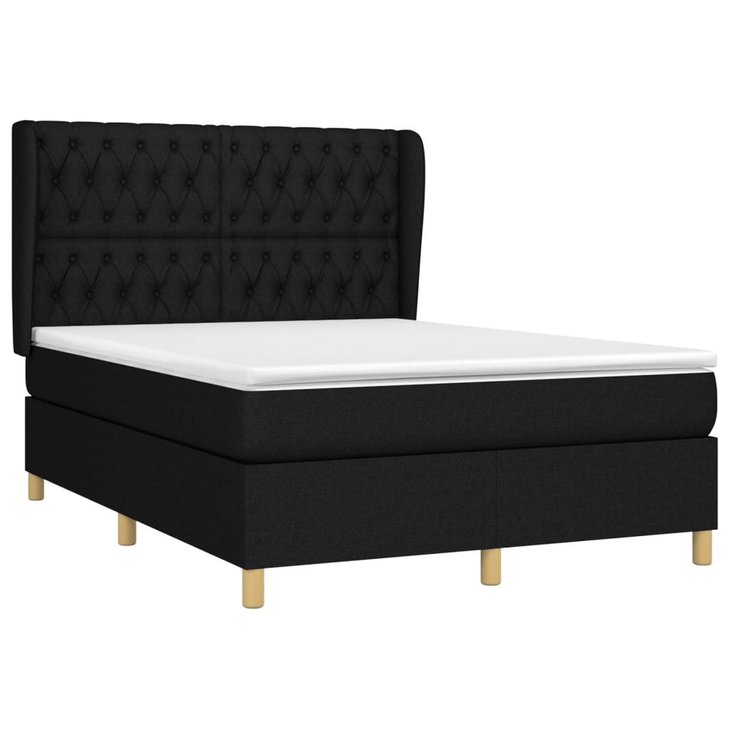 vidaXL Boxspring met matras stof zwart 140x190 cm afbeelding